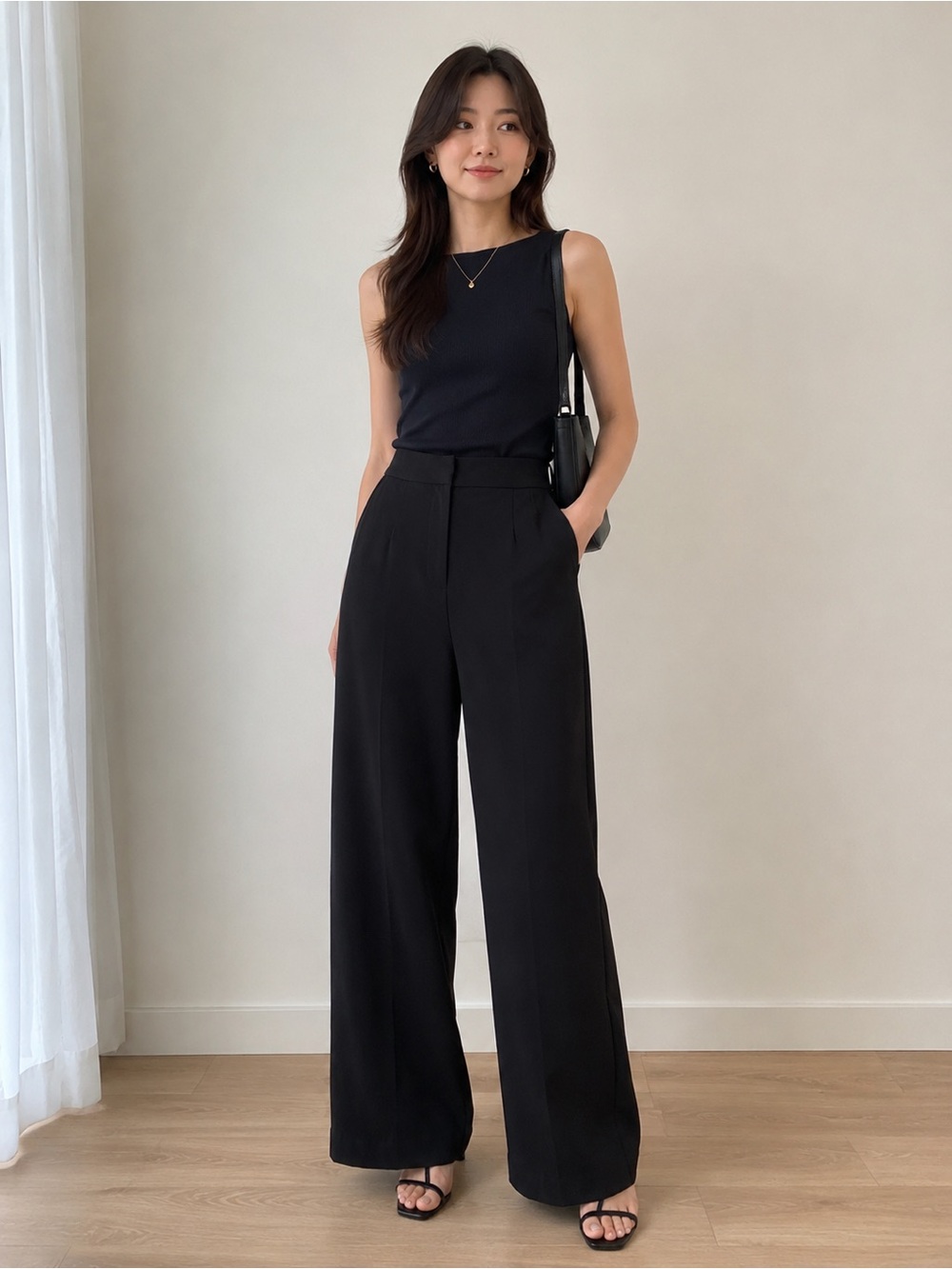 Dynamite Wide‑Leg Tailored Pants – Black, Size 4